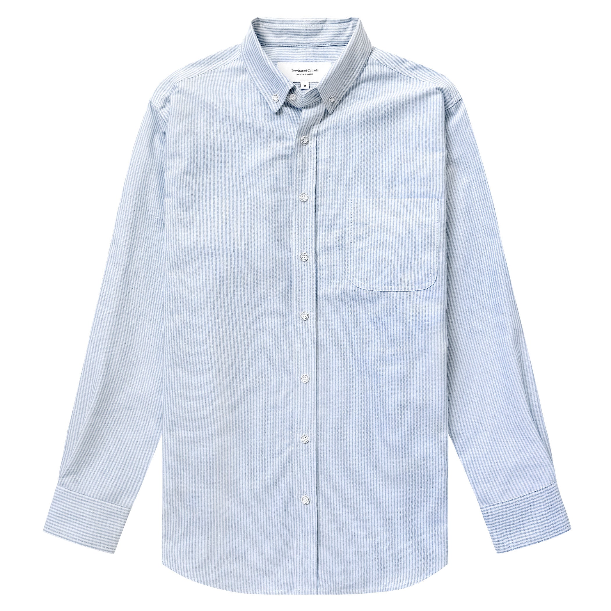 Made in Canada 100% Cotton Oxford  Stripe Button Down Shirt Royal Blue - Unisex - Province of Canada