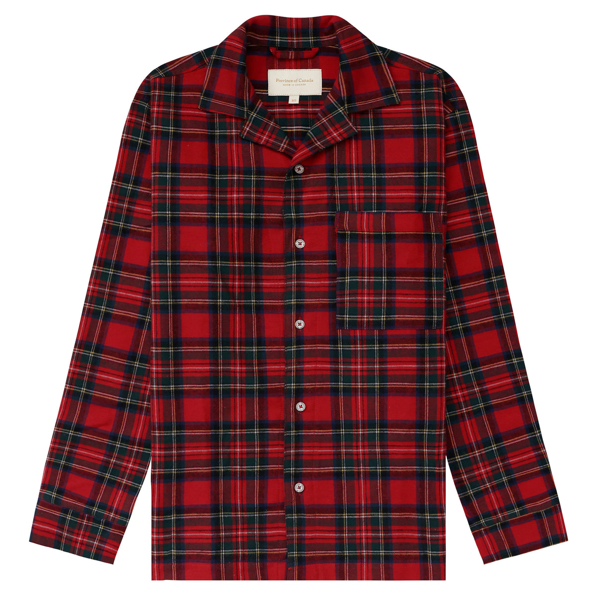 Made in Canada 100% Cotton Noel Plaid Flannel Pyjama Shirt Unisex - Province of Canada