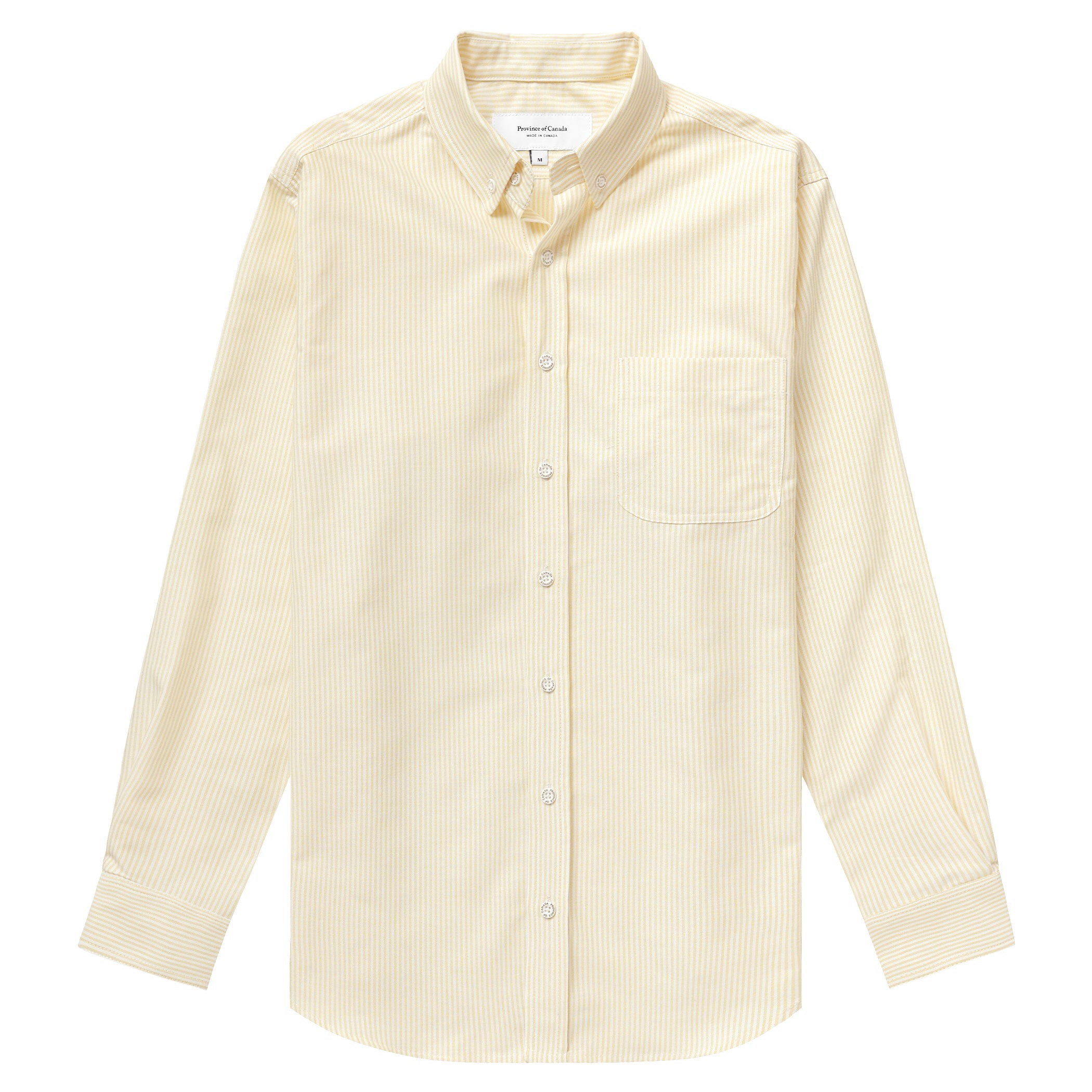 Made in Canada 100% Cotton Oxford  Stripe Button Down Shirt Butter Yellow - Unisex - Province of Canada