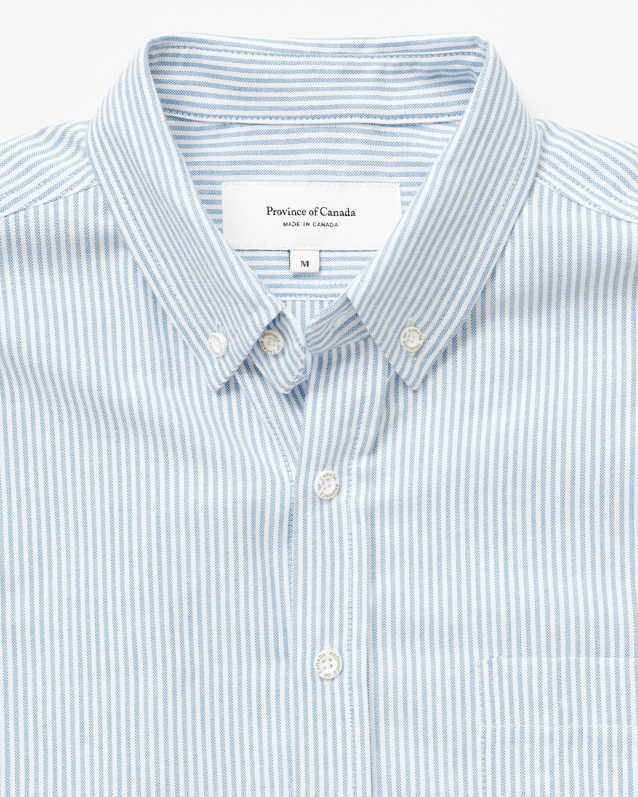 Made in Canada 100% Cotton Oxford  Stripe Button Down Shirt Light Blue - Unisex - Province of Canada