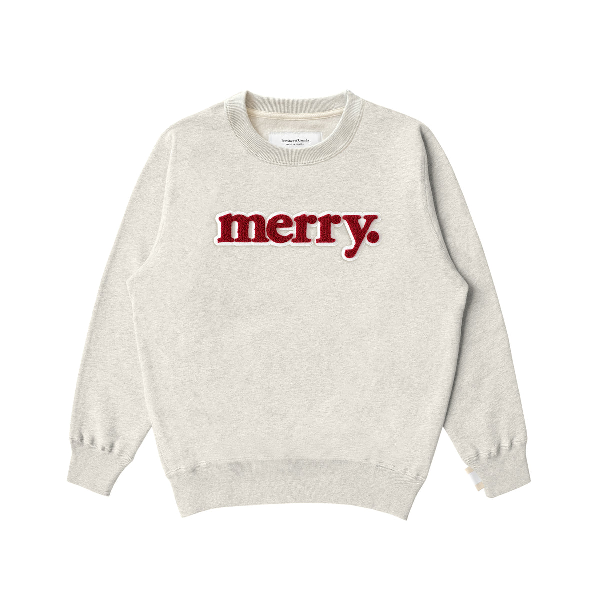 Made in Canada Fleece Christmas Kids Merry Sweatshirt Eggshell - Unisex - Province of Canada