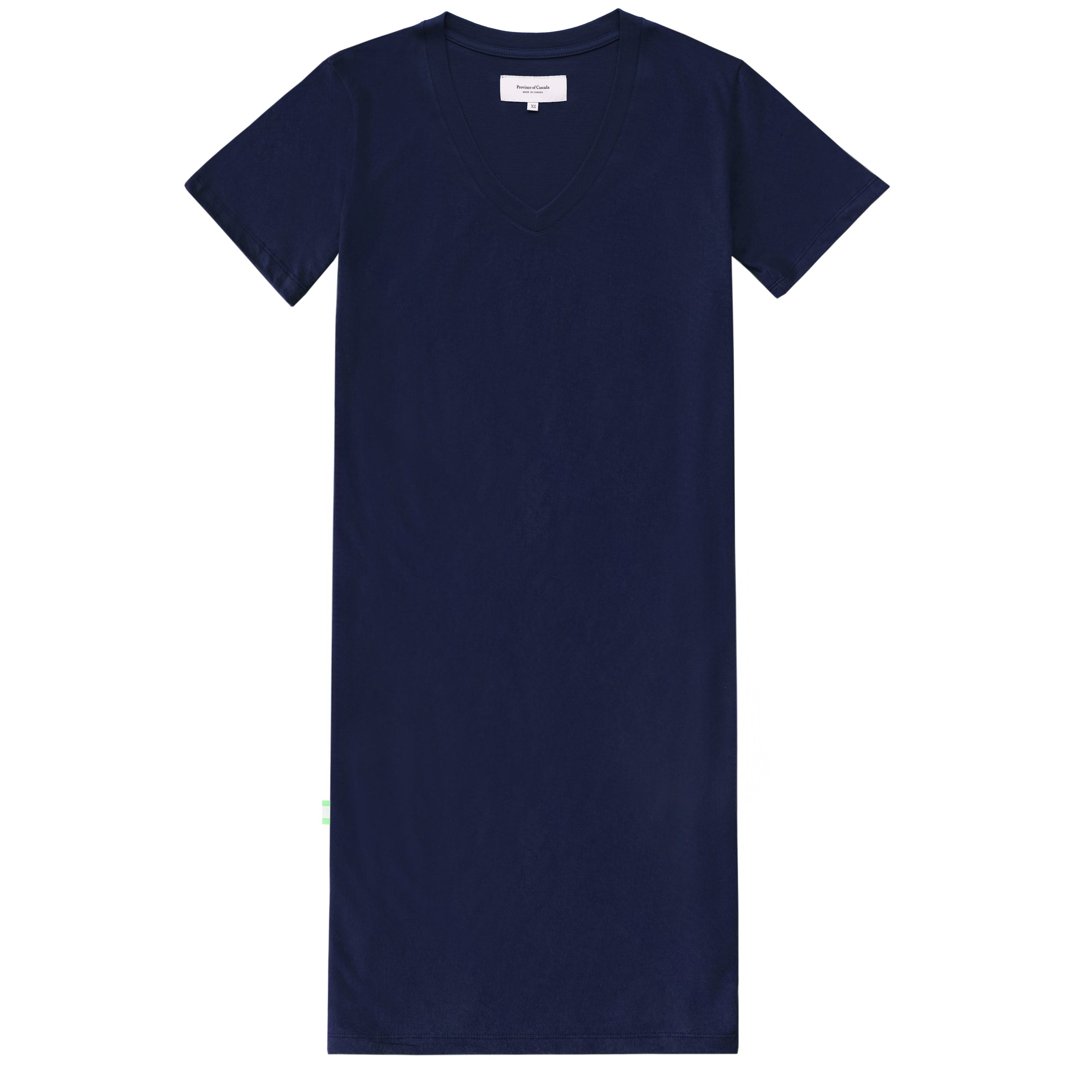 Made in Canada 100% Organic Cotton V-Neck Midi T-Shirt Dress Navy Blue Province of Canada