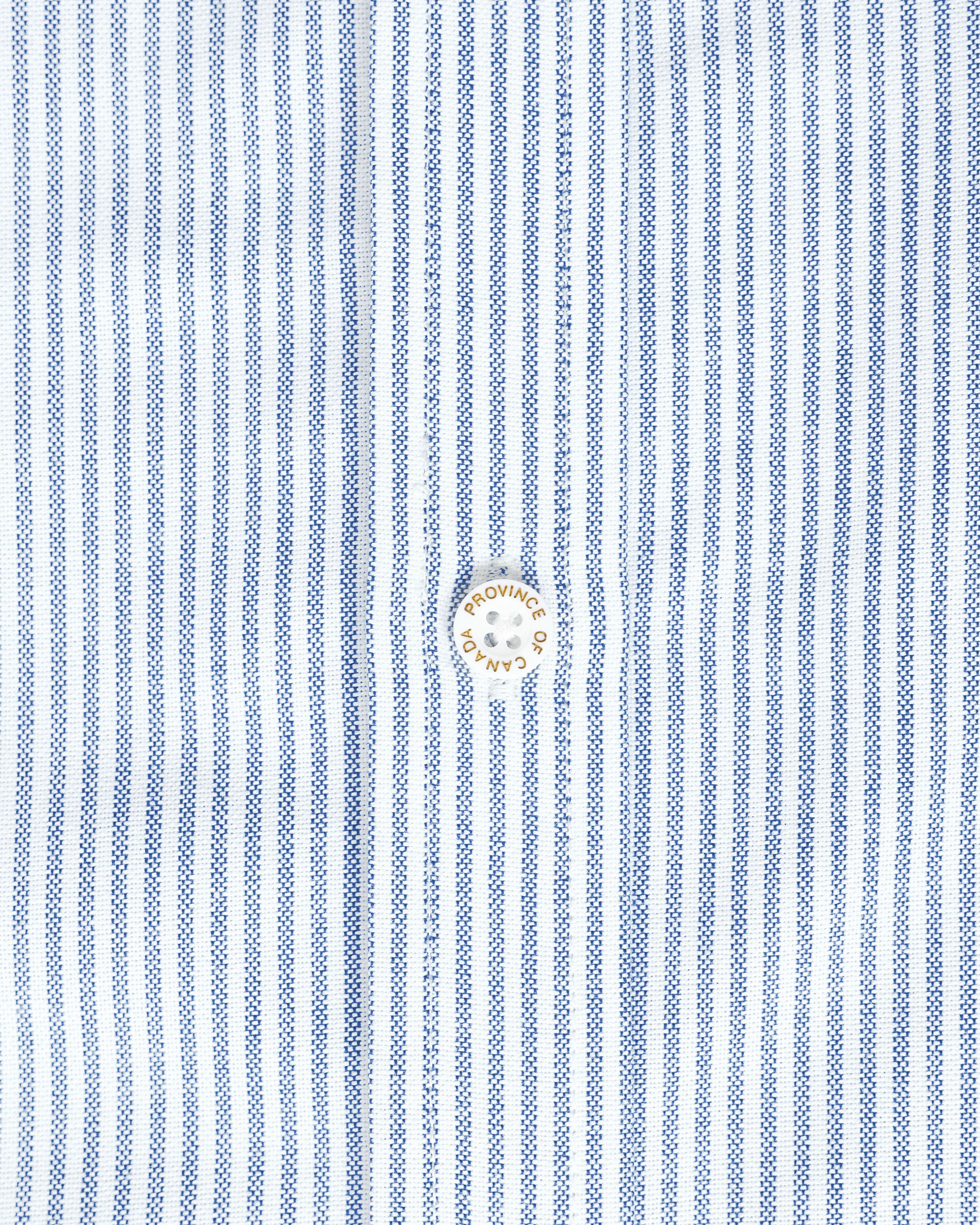 Made in Canada 100% Cotton Oxford  Stripe Button Down Shirt Royal Blue - Unisex - Province of Canada