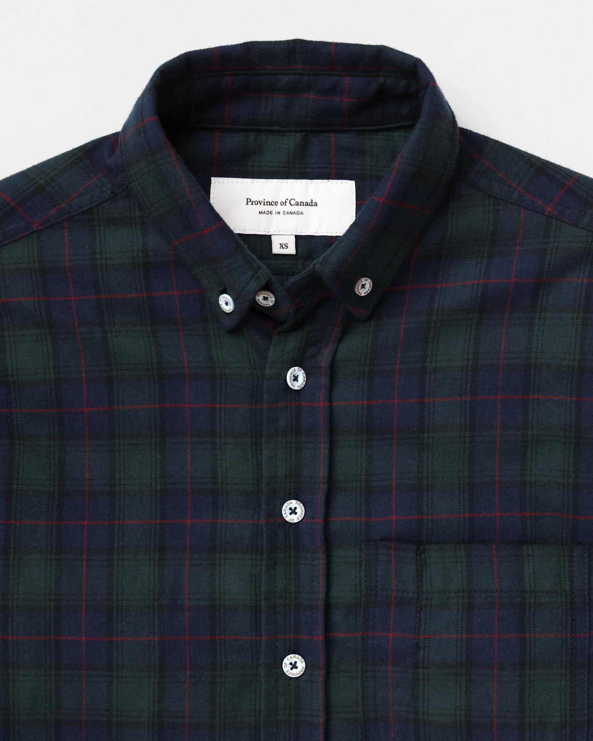 Made in Canada 100% Cotton Navy Plaid Flannel Shirt Navy Green Red - Unisex - Province of Canada