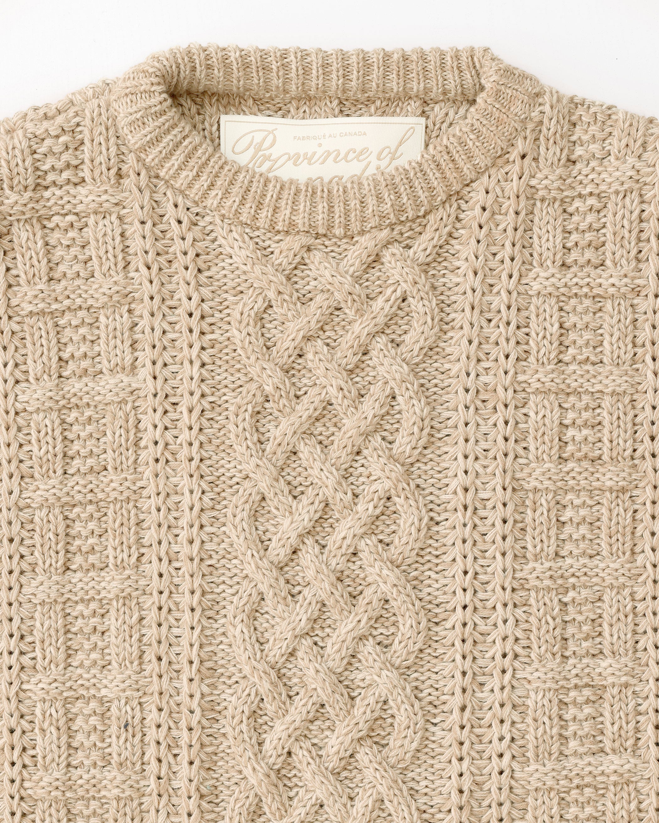 Made in Canada 100% Cotton Ivy Cable Knit Sweater Heather Beige - Unisex - Province of Canada