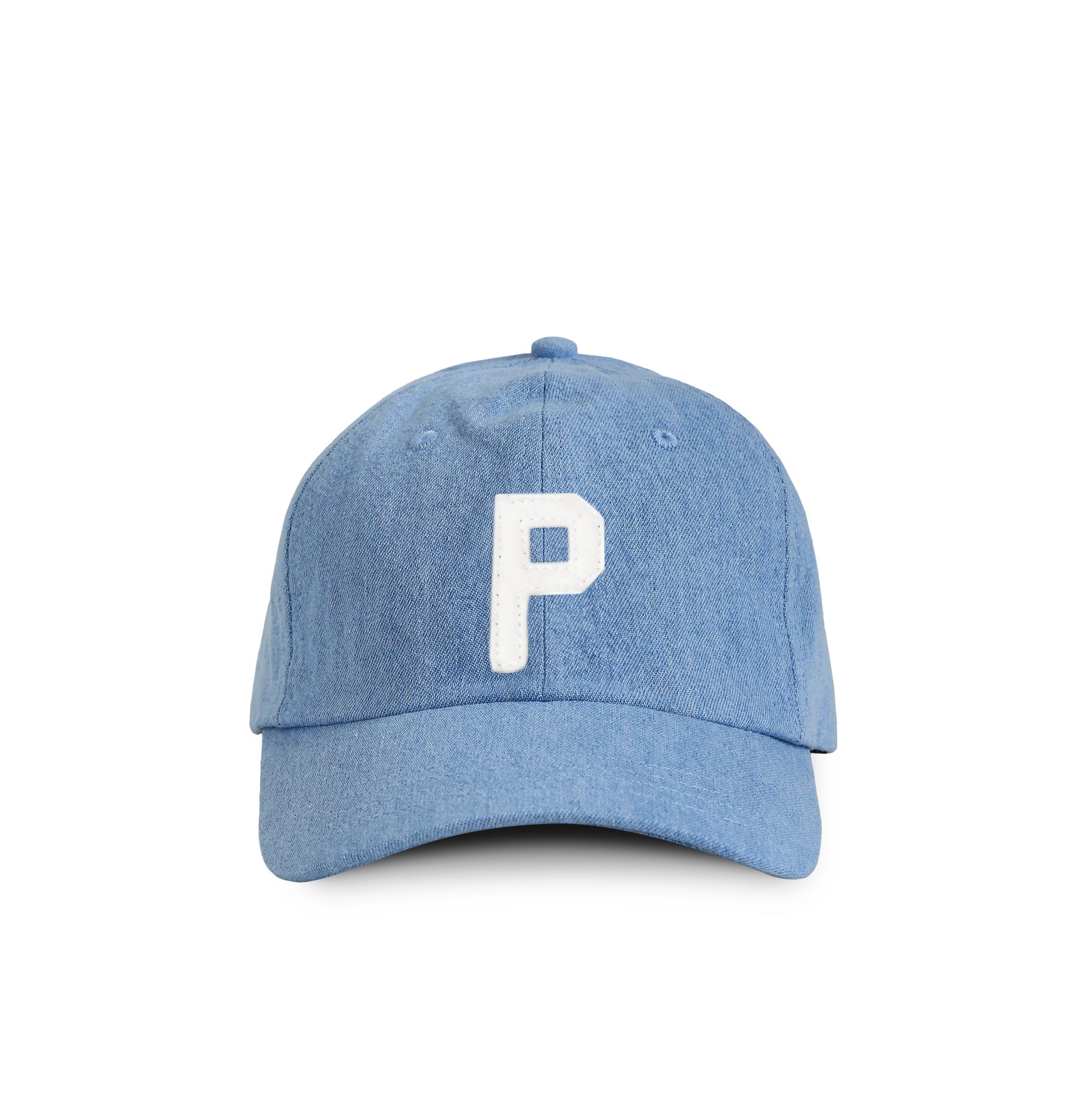 Made in Canada 100% Cotton Kids Letter P Baseball Hat Light Blue Denim - Province of Canada