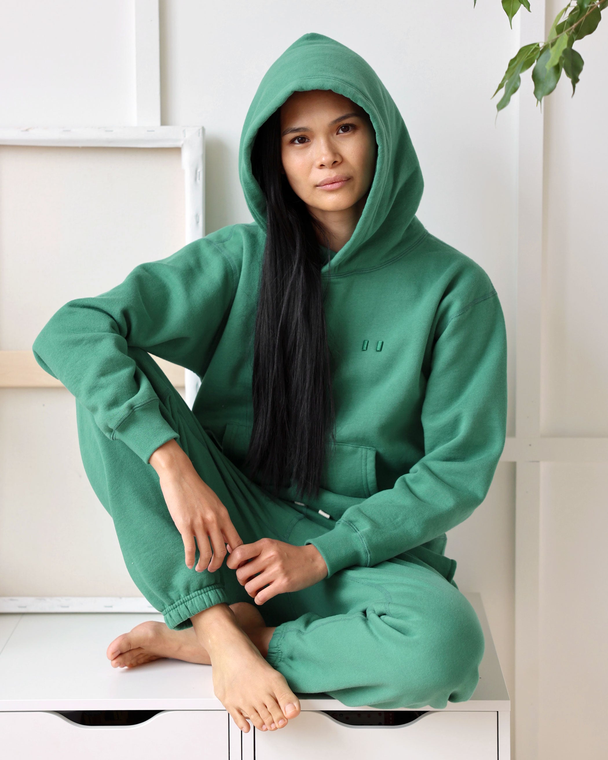 Made in Canada Flag Fleece Hoodie Green - Unisex - Province of Canada