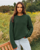 Made in Canada 100% Cotton Cotton Knit Seed Stitch Sweater Forest Green - Unisex - Province of Canada