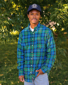 Made in Canada 100% Cotton Evergreen Red Plaid Flannel Shirt Blue Green - Unisex - Province of Canada