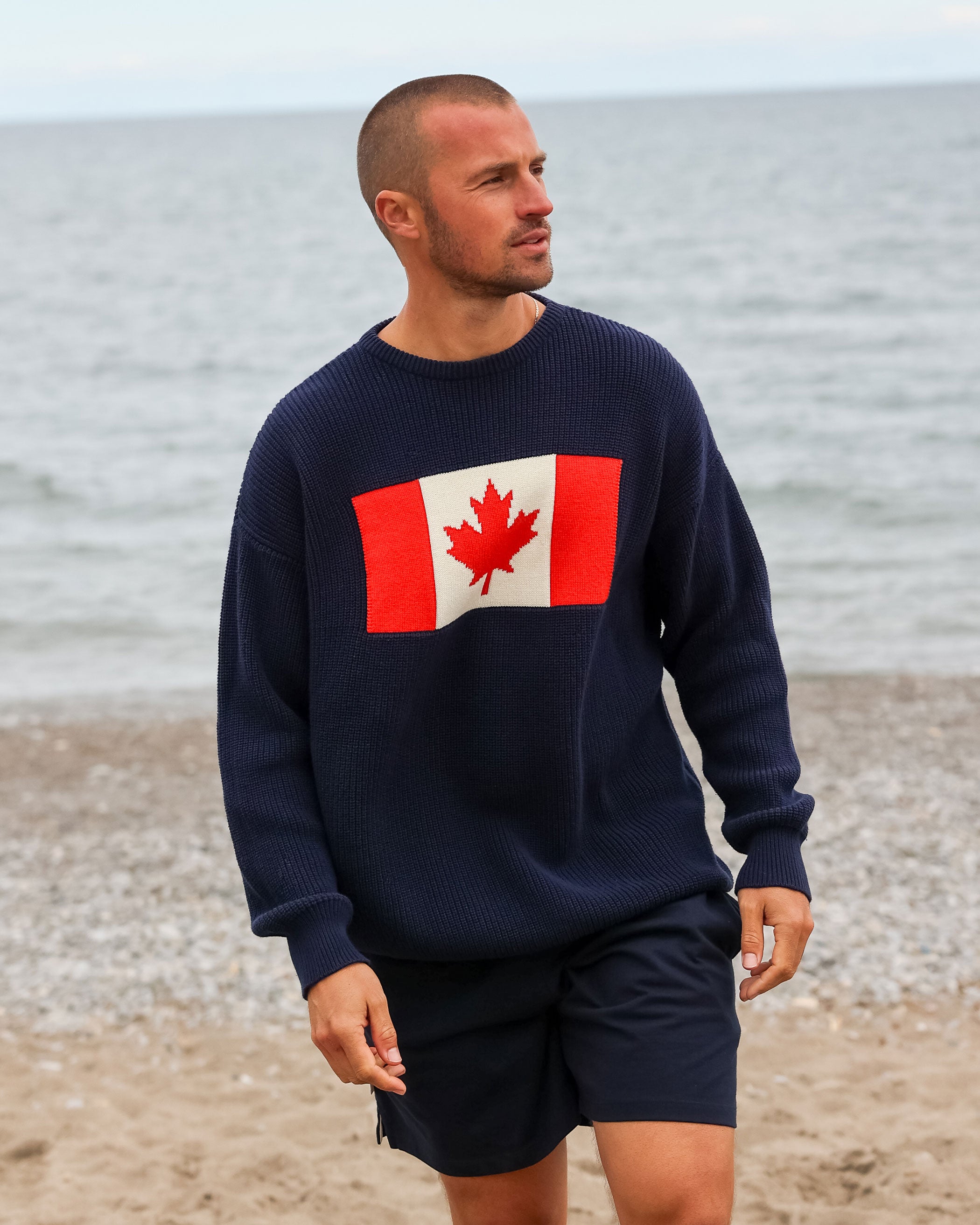 Made in Canada Cotton Canada Flag Cotton Knit Sweater - Unisex - Province of Canada 