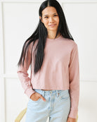 Made in Canada 100% Organic Cotton Monday Long Sleeve Crop Top Dusk Dirty Pink Champagne - province of canada