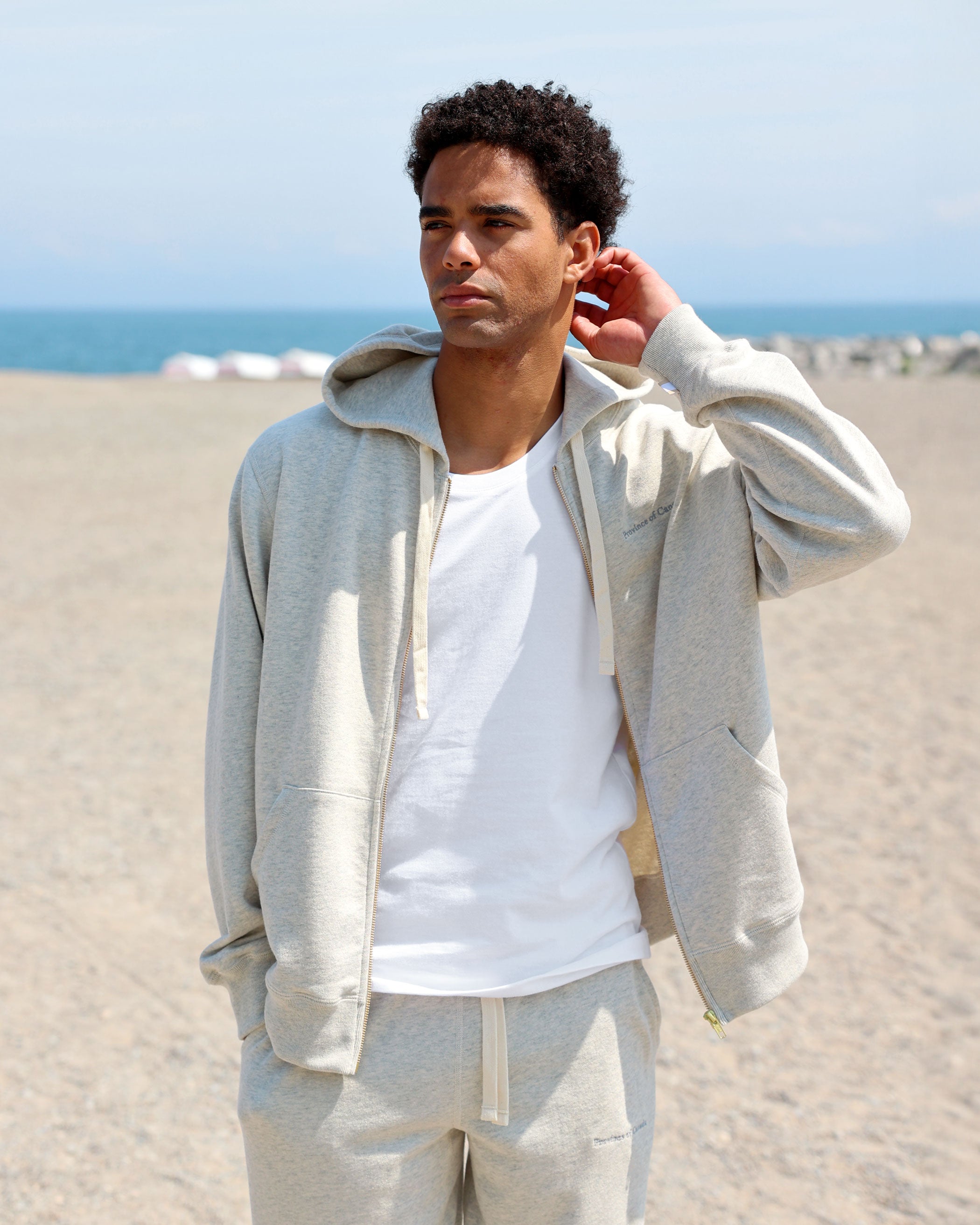 Made in Canada 100% Cotton French Terry Zip Hoodie Eggshell - Unisex - Province of Canada 