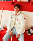 Made in Canada Limited Edition Province of Canada x Heated Rivalry Fleece Jacket Red Details and Cream Fleece