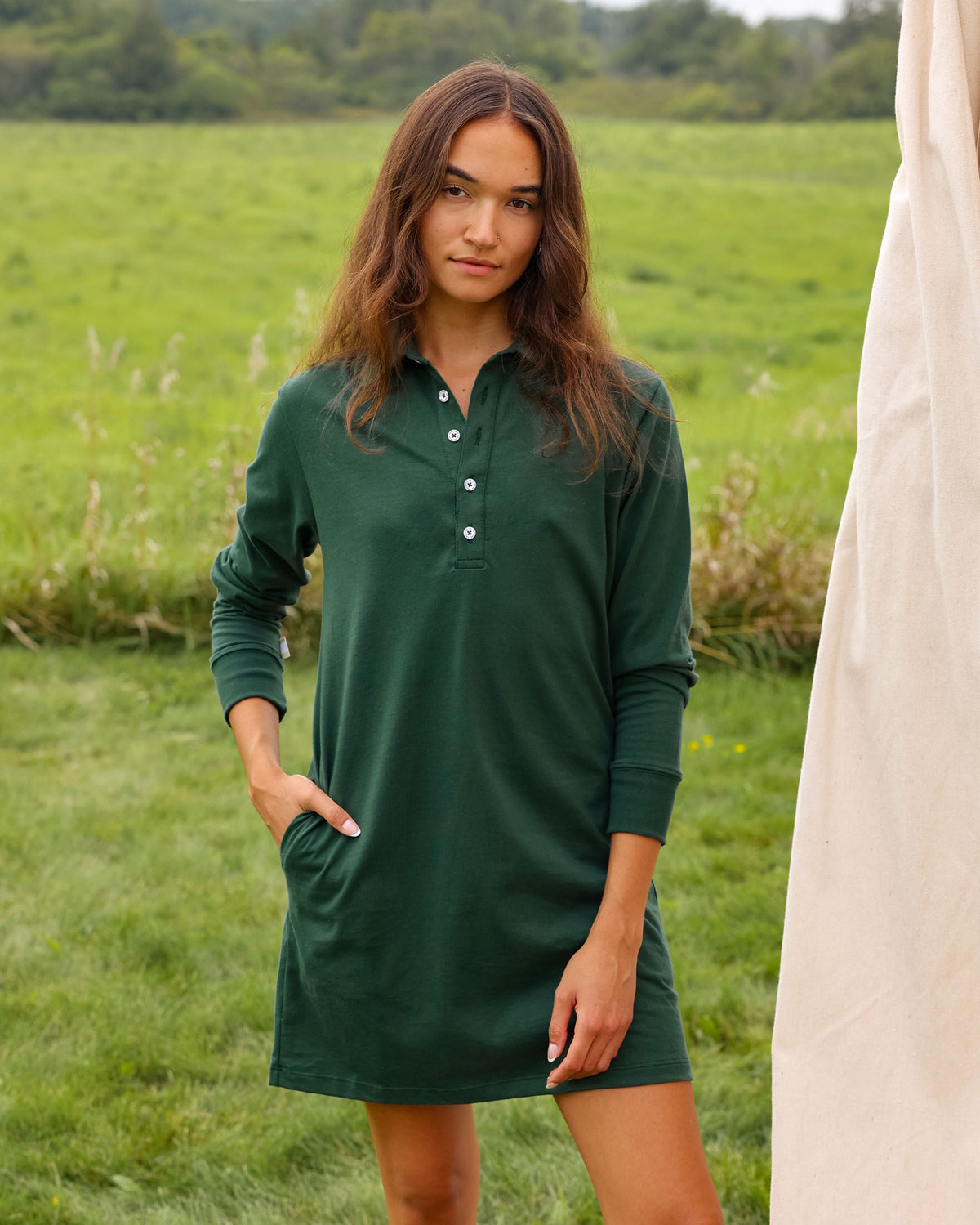 Made in Canada Sunday Polo Long Sleeve Dress Forest - Province of Canada