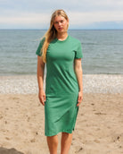 Made in Canada 100% Organic Cotton Midi T-Shirt Dress Green - Province of Canada