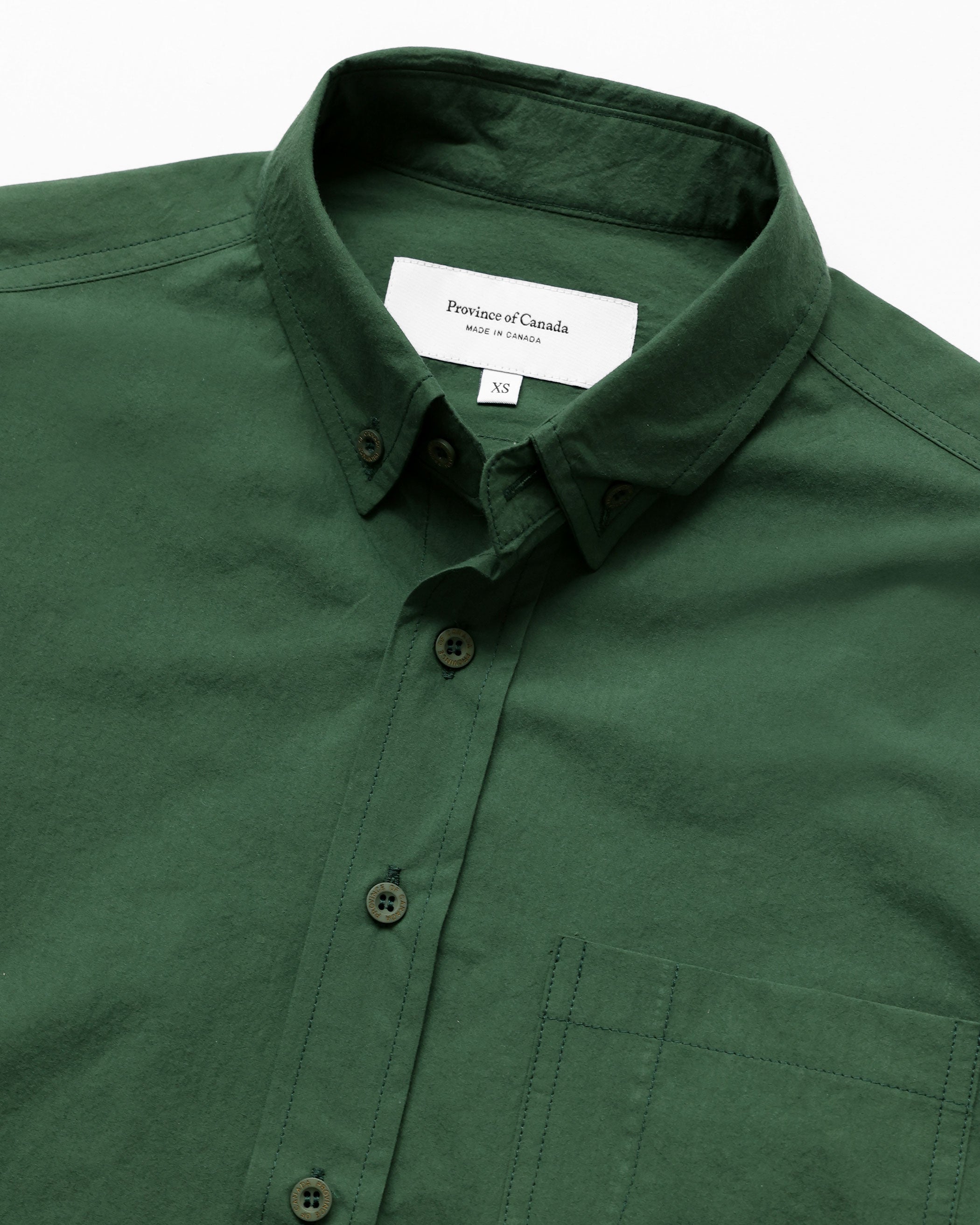 Made in Canada 100% Cotton Washed Poplin Shirt Forest Green - Unisex - Province of Canada