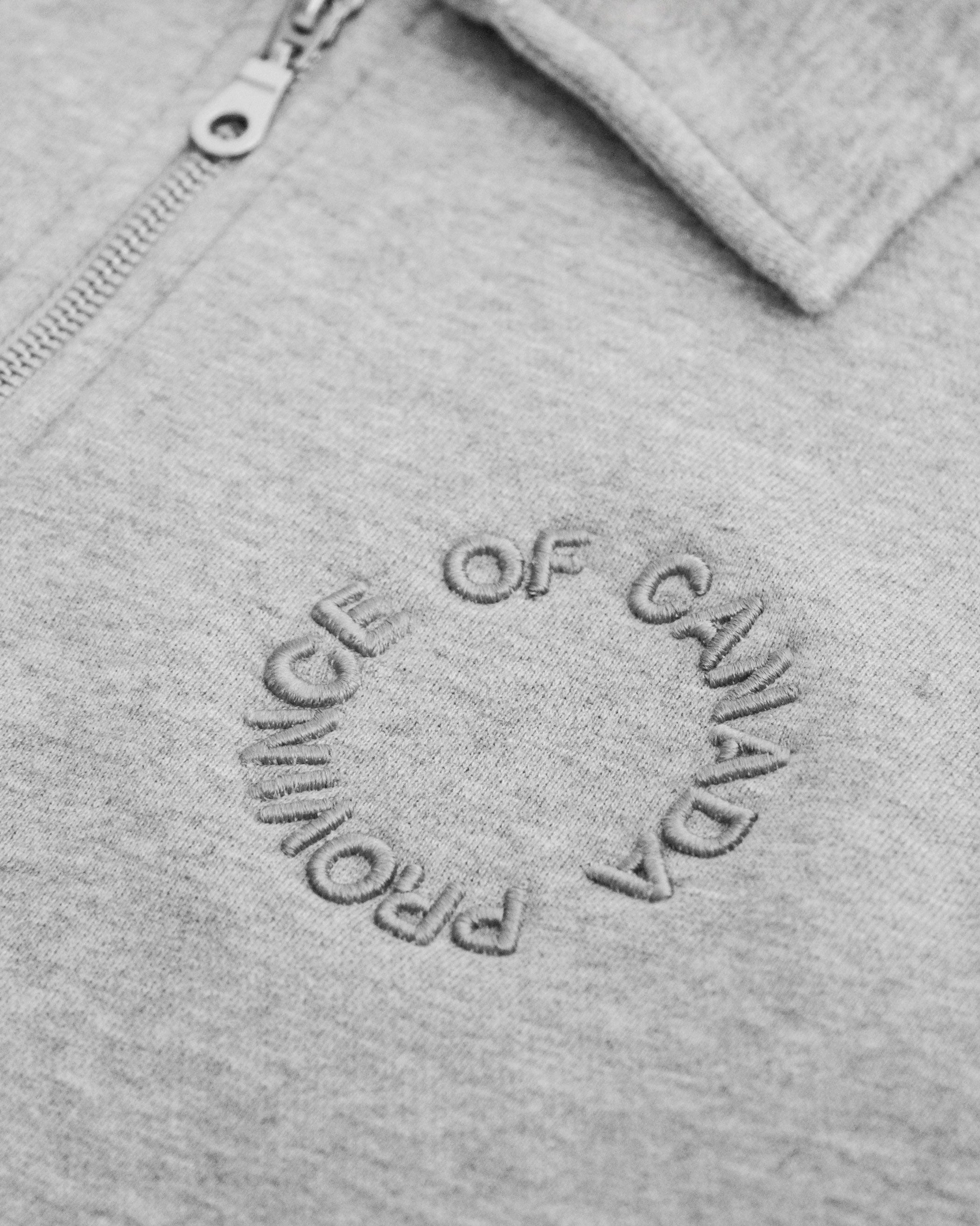 Province of Canada - Half Zip Fleece Sweatshirt Heather Grey Unisex - Made in Canada