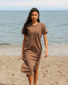 Made in Canada 100% Cotton Midi T-Shirt Dress Heather Brown Province of Canada