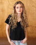 Made in Canada Friday V-Neck Tee Black 100% Organic Cotton - Province of Canada