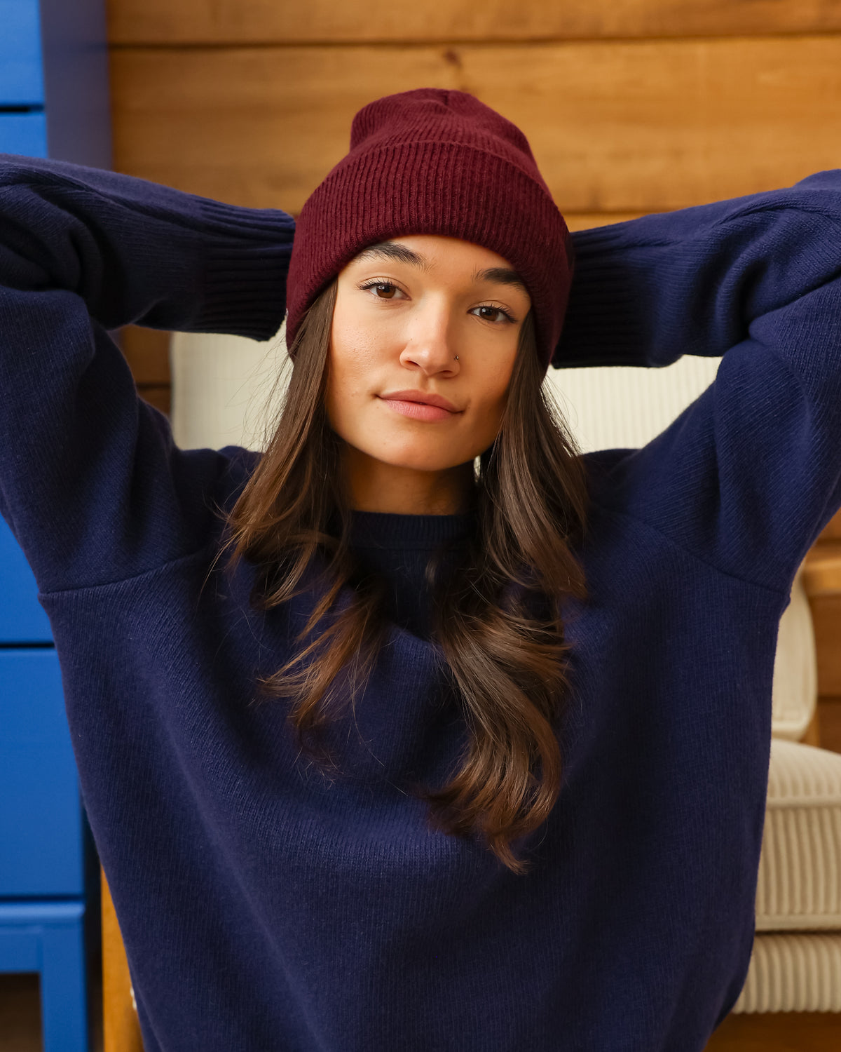 Made in Canada - Cashmere Wool Rib Toque Burgundy - Province of Canada 