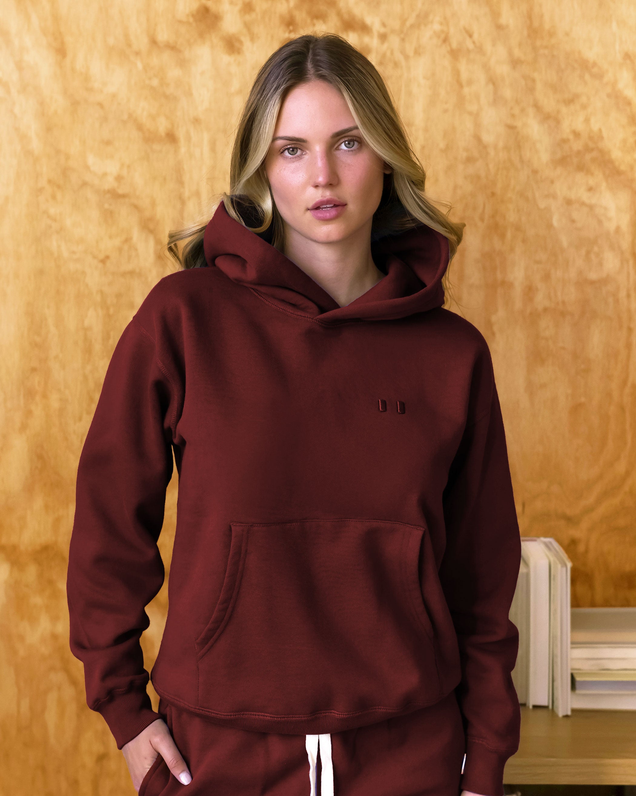 Made in Canada Flag Fleece Hoodie Sweatshirt Burgundy - Unisex - Province of Canada