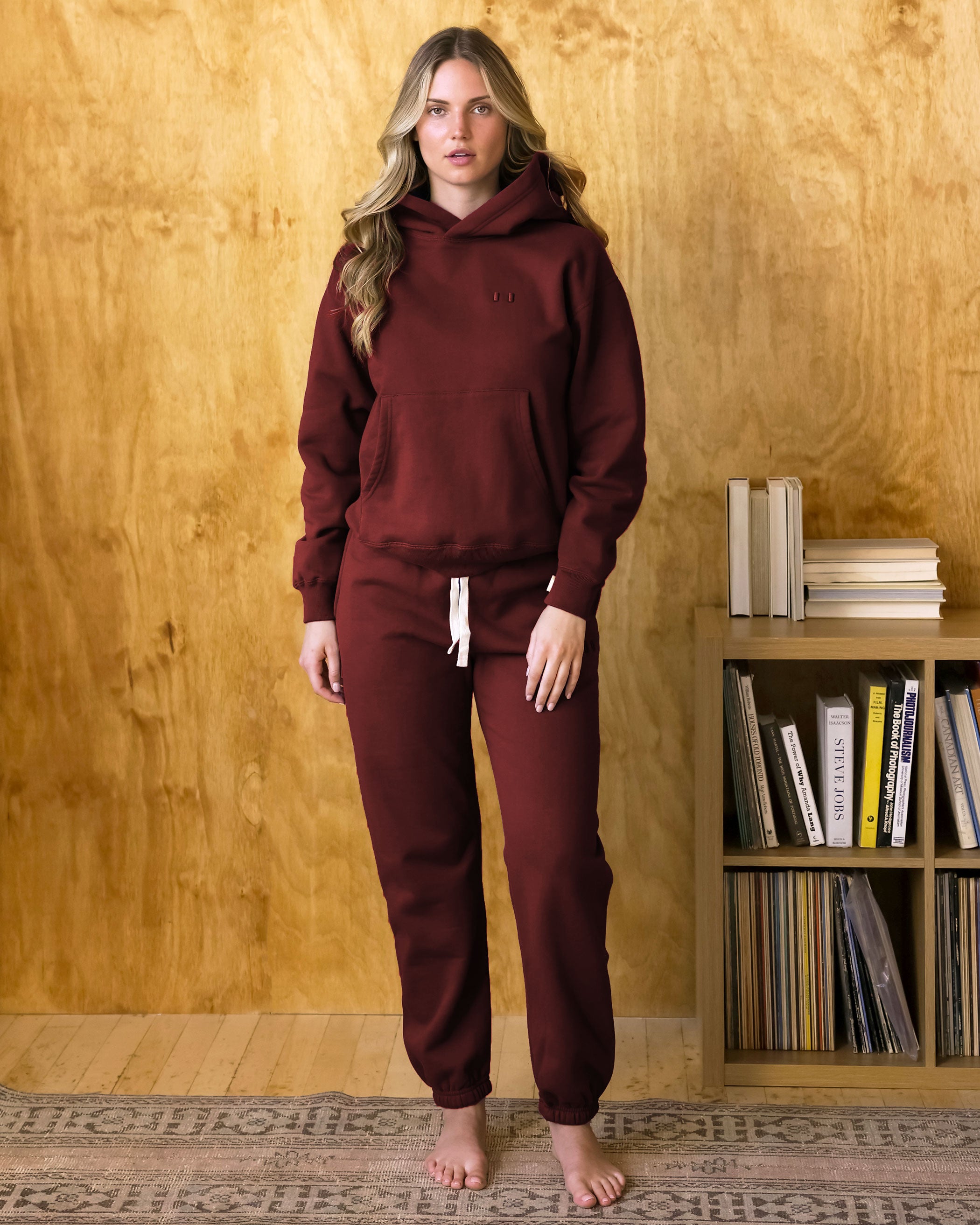 Made in Canada Flag Fleece Sweatpants Burgundy - Unisex - Province of Canada