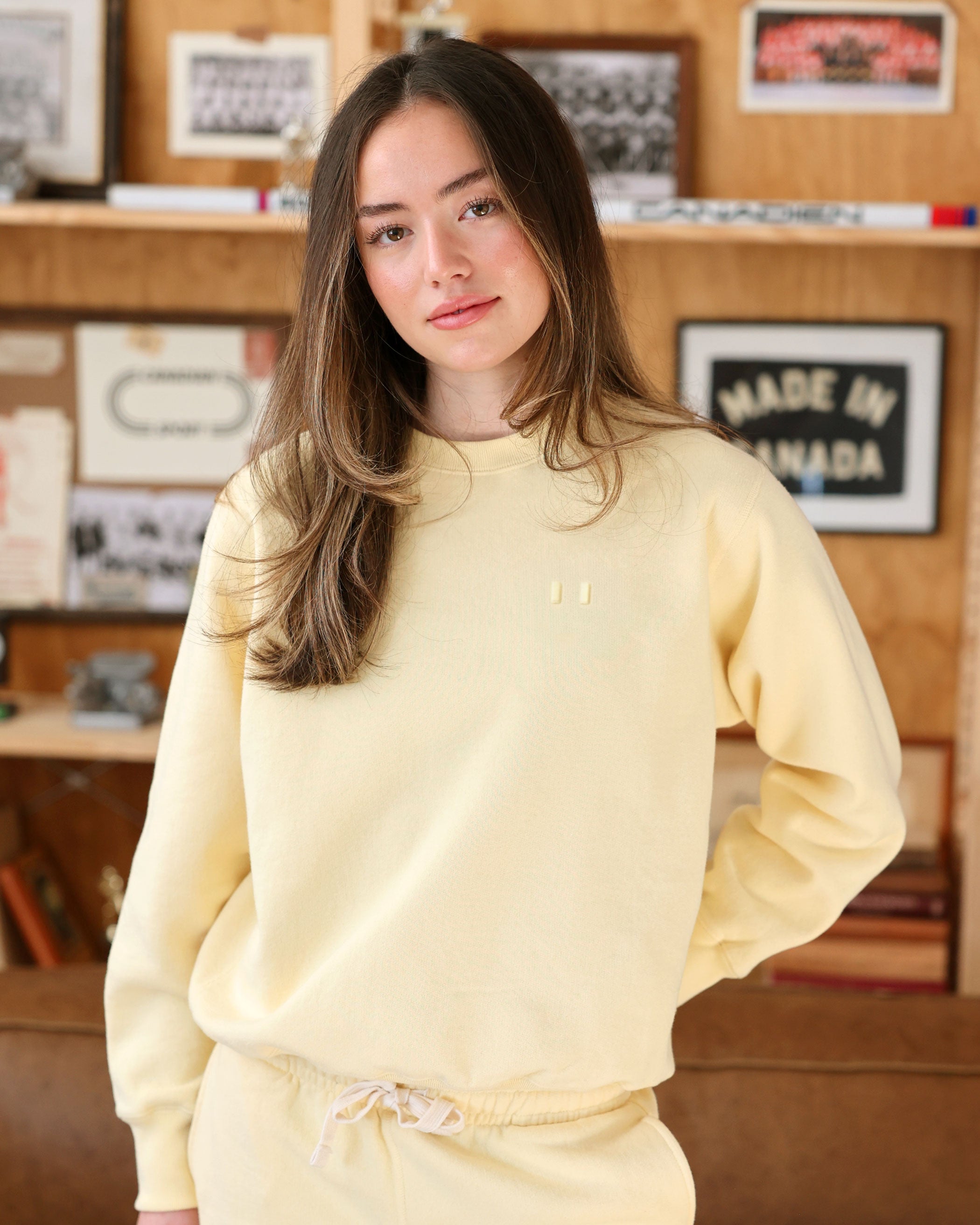 Made in Canada Flag Fleece Sweatshirt Butter - Unisex - Province of Canada