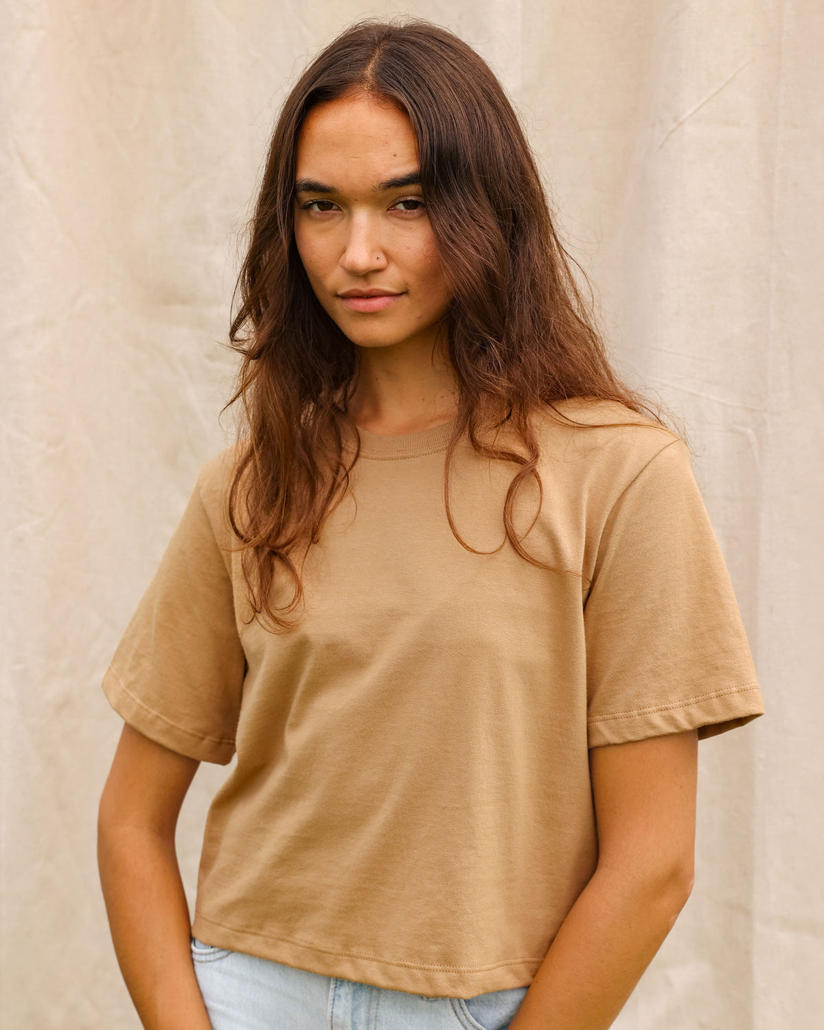 Made in Canada 100% Organic Cotton Monday Crop Top Camel - Province of Canada