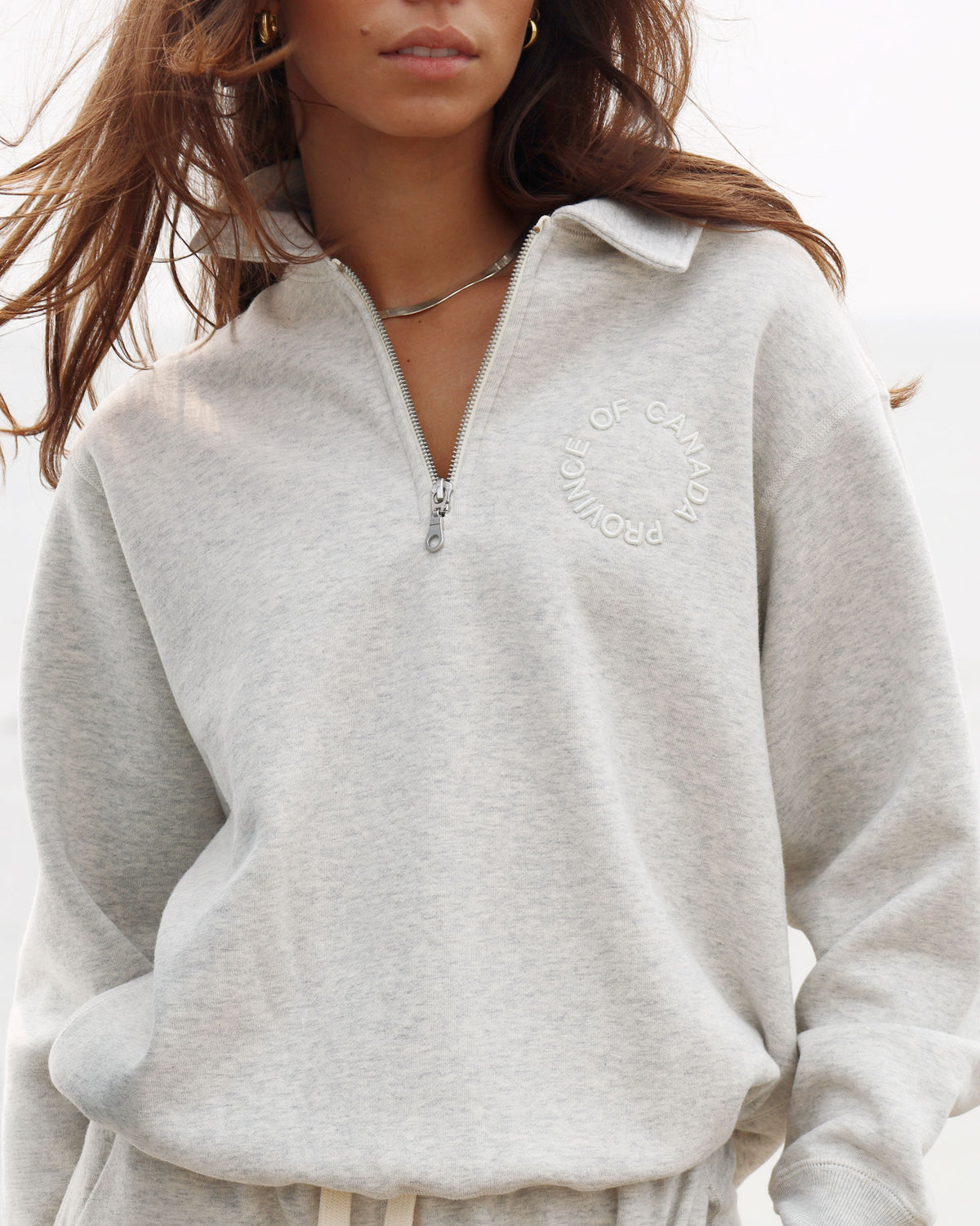 Made in Canada Half Zip Fleece Sweatshirt Eggshell - Unisex - Province of Canada