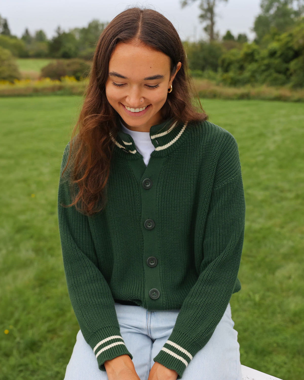 Made in Canada 100% Cotton Knit Cardigan Forest - Unisex - Province of Canada