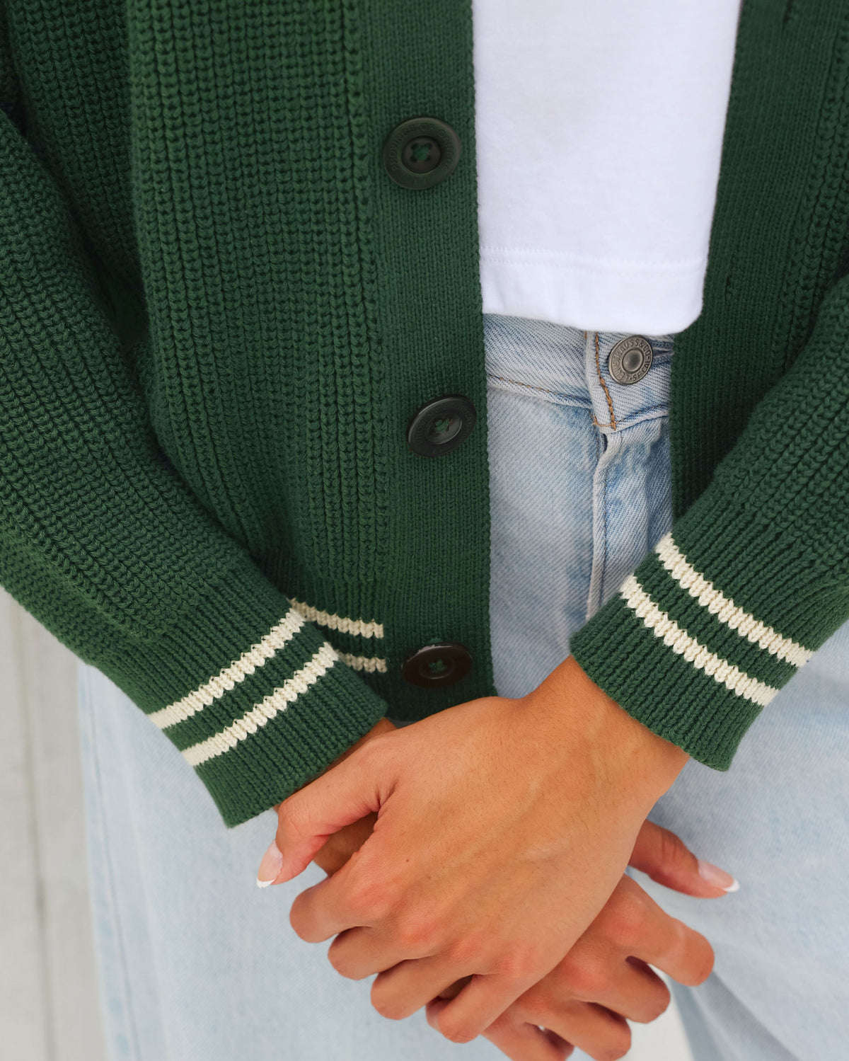 Made in Canada 100% Cotton Knit Cardigan Forest - Unisex - Province of Canada