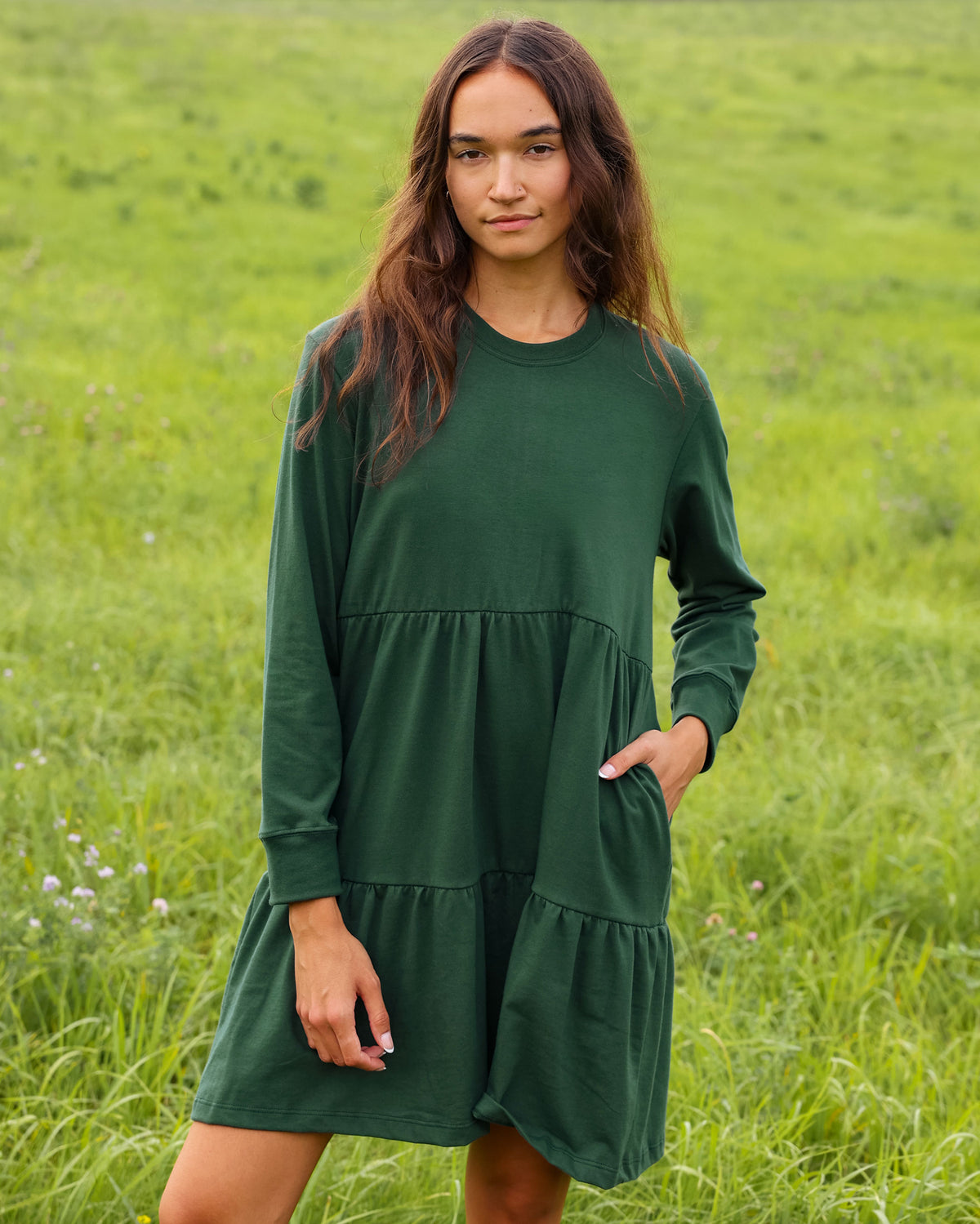 Made in Canada Tier Long Sleeve Dress Forest - Province of Canada