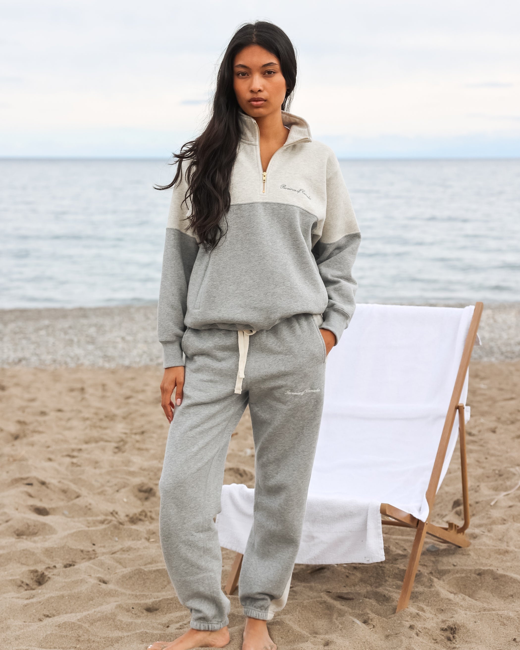 Made in Canada Club Fleece Stripe Sweatpants Heather Grey - Unisex - Province of Canada