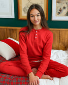 Made in Canada - Almost Pyjama Rib Henley Red - Unisex - Province of Canada