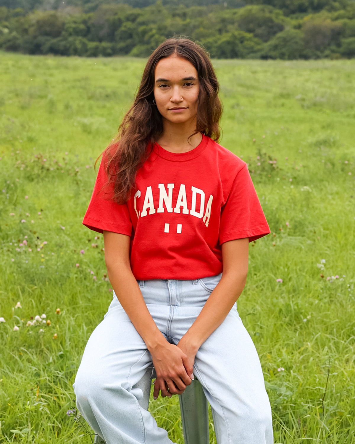 Made in Canada 100% Organic Cotton Varsity Canada Tee Shirt Red - Province of Canada