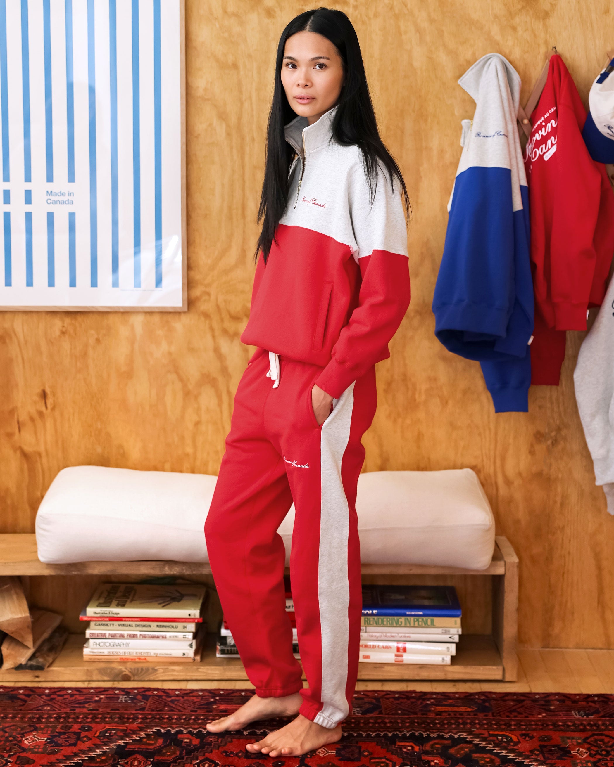 Made in Canada Club Fleece Half Zip Red - Unisex - Province of Canada