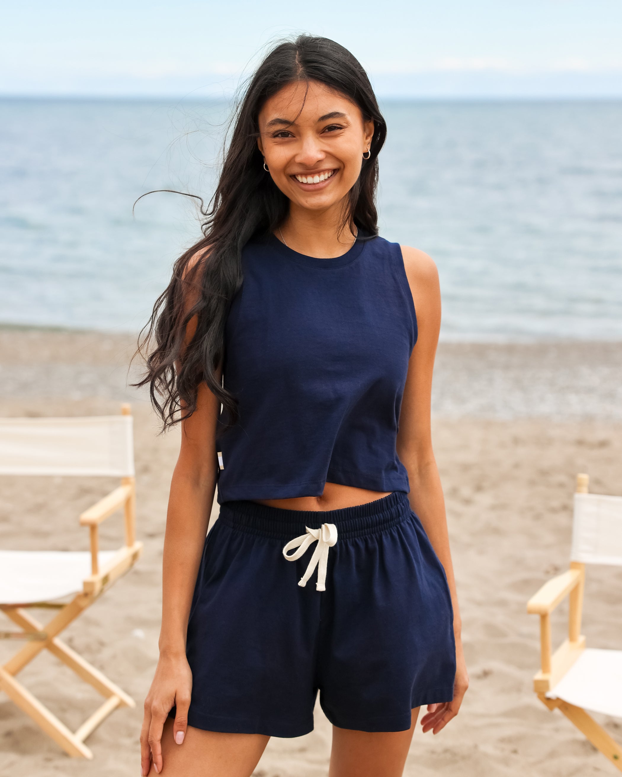 Made in Canada Organic Cotton Tuesday Tank Crop Top Navy - Province of Canada