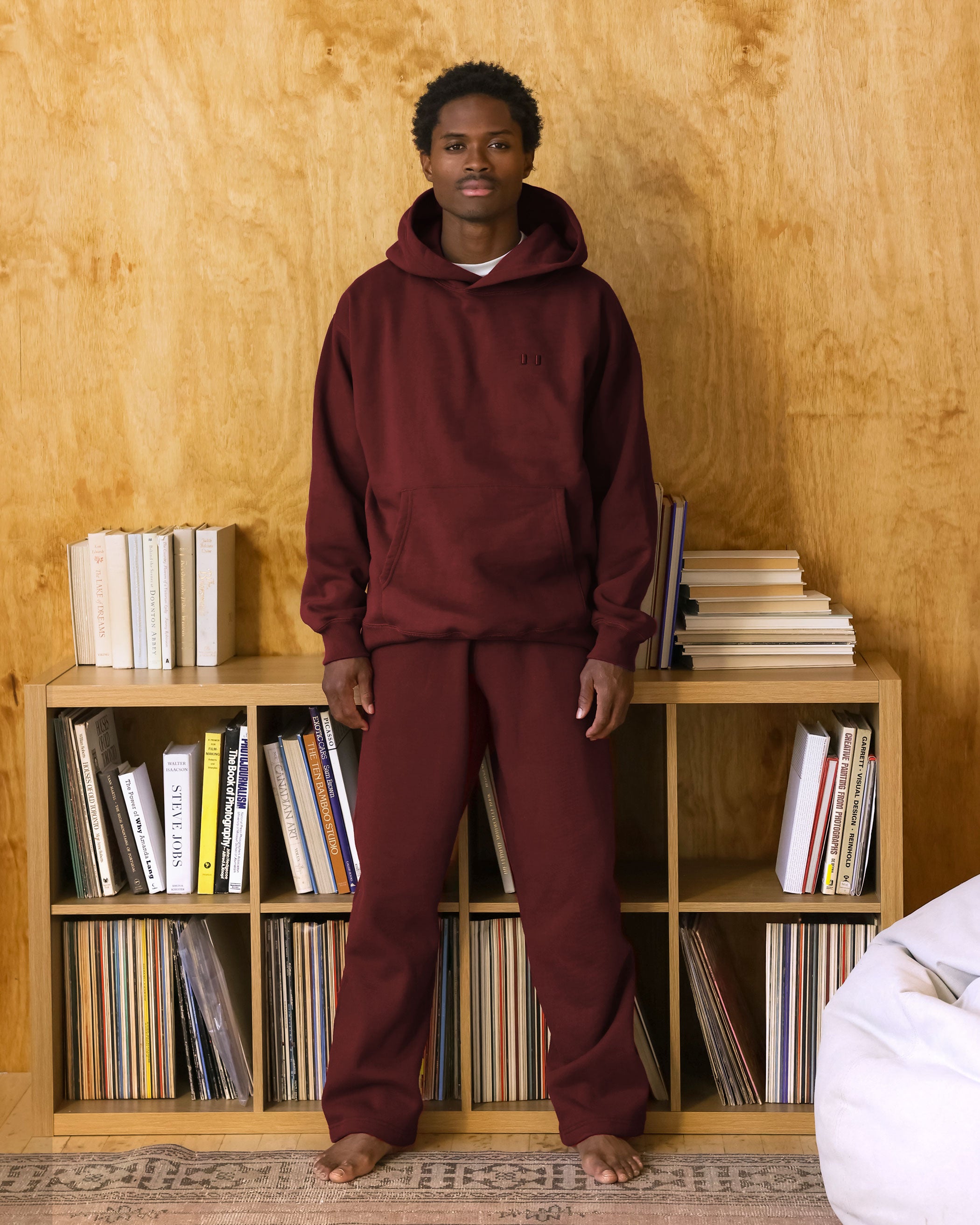 Made in Canada Flag Fleece Wide Leg Sweatpant Burgundy Red Maroon - Unisex - Province of Canada