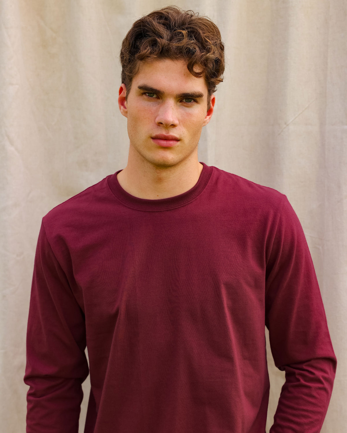 Made in Canada 100% Organic Cotton Long Sleeve Tee Burgundy - Province of Canada