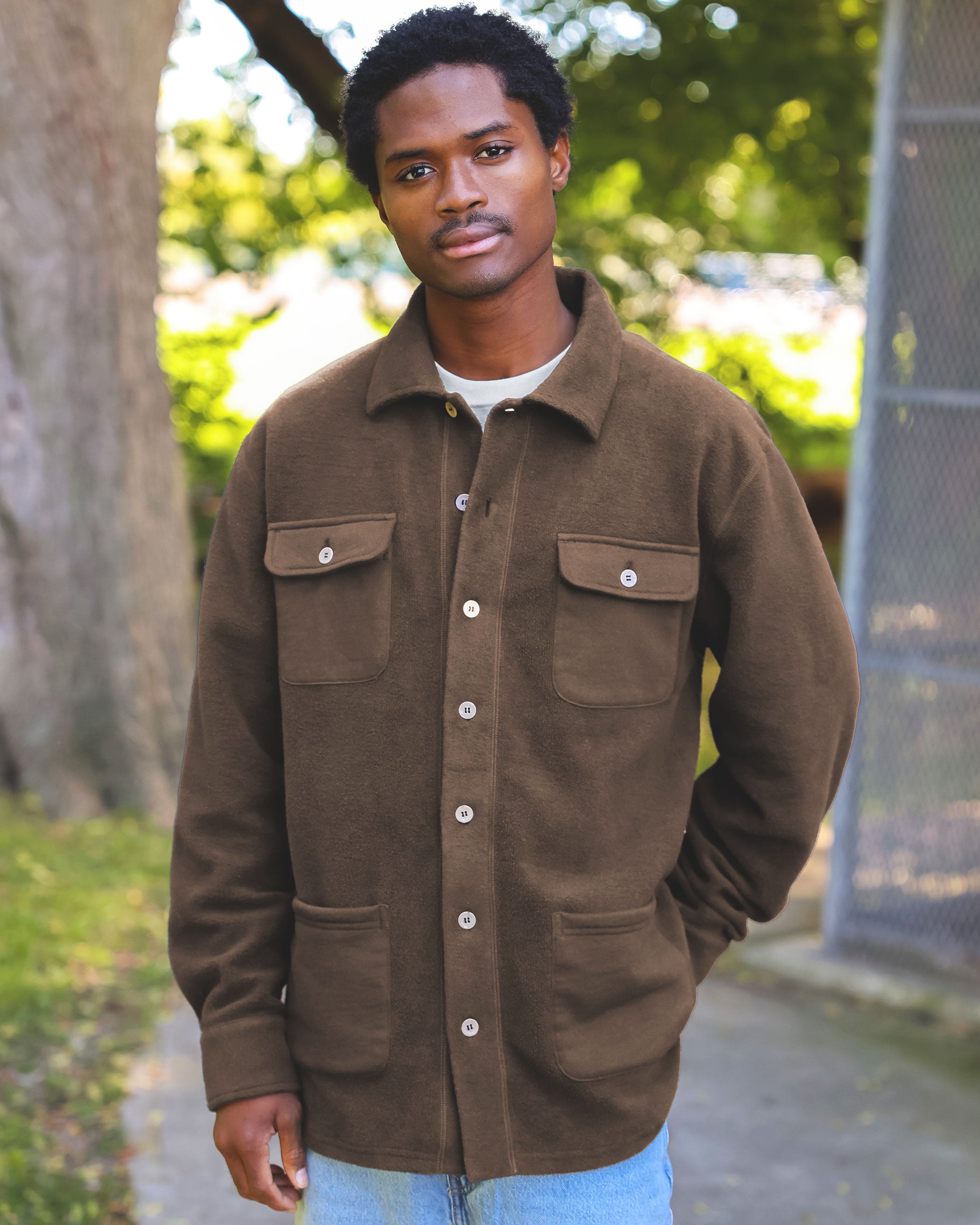 Reverse Fleece Overshirt Chestnut - Unisex - Made in Canada - Province of Canada
