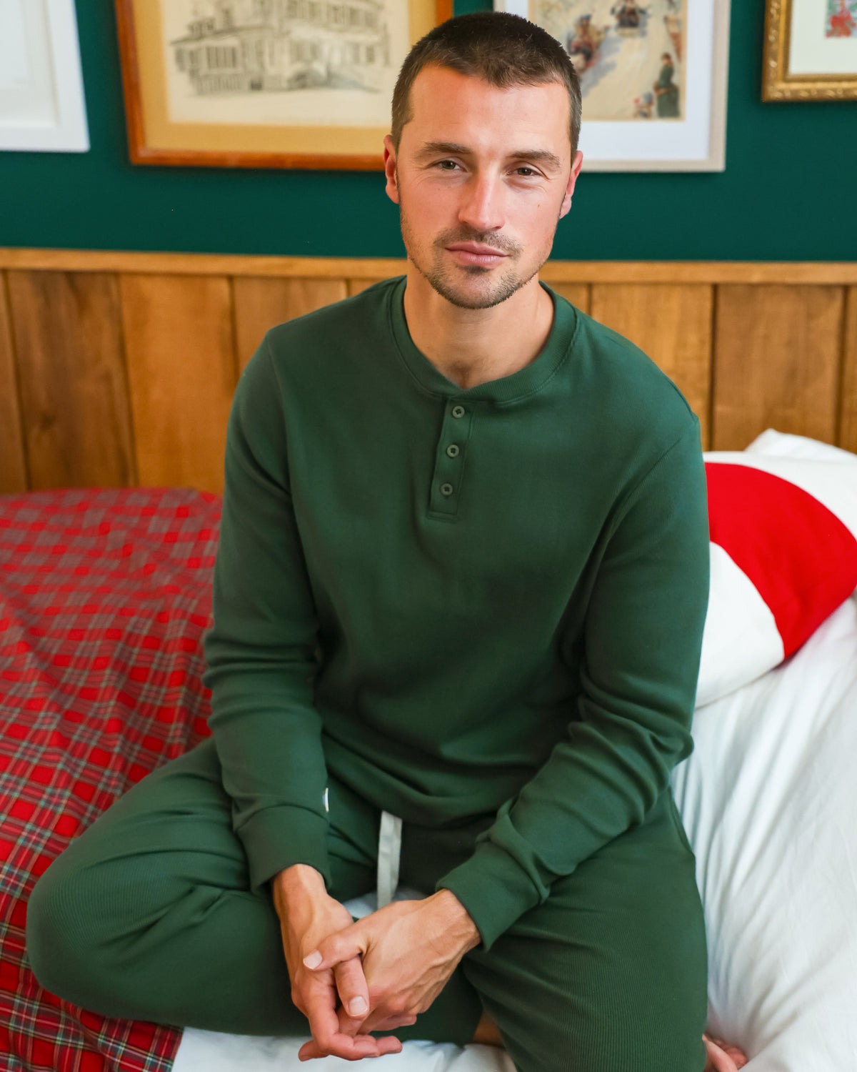 Made in Canada - Almost Pyjama Rib Henley Forest - Unisex - Province of Canada