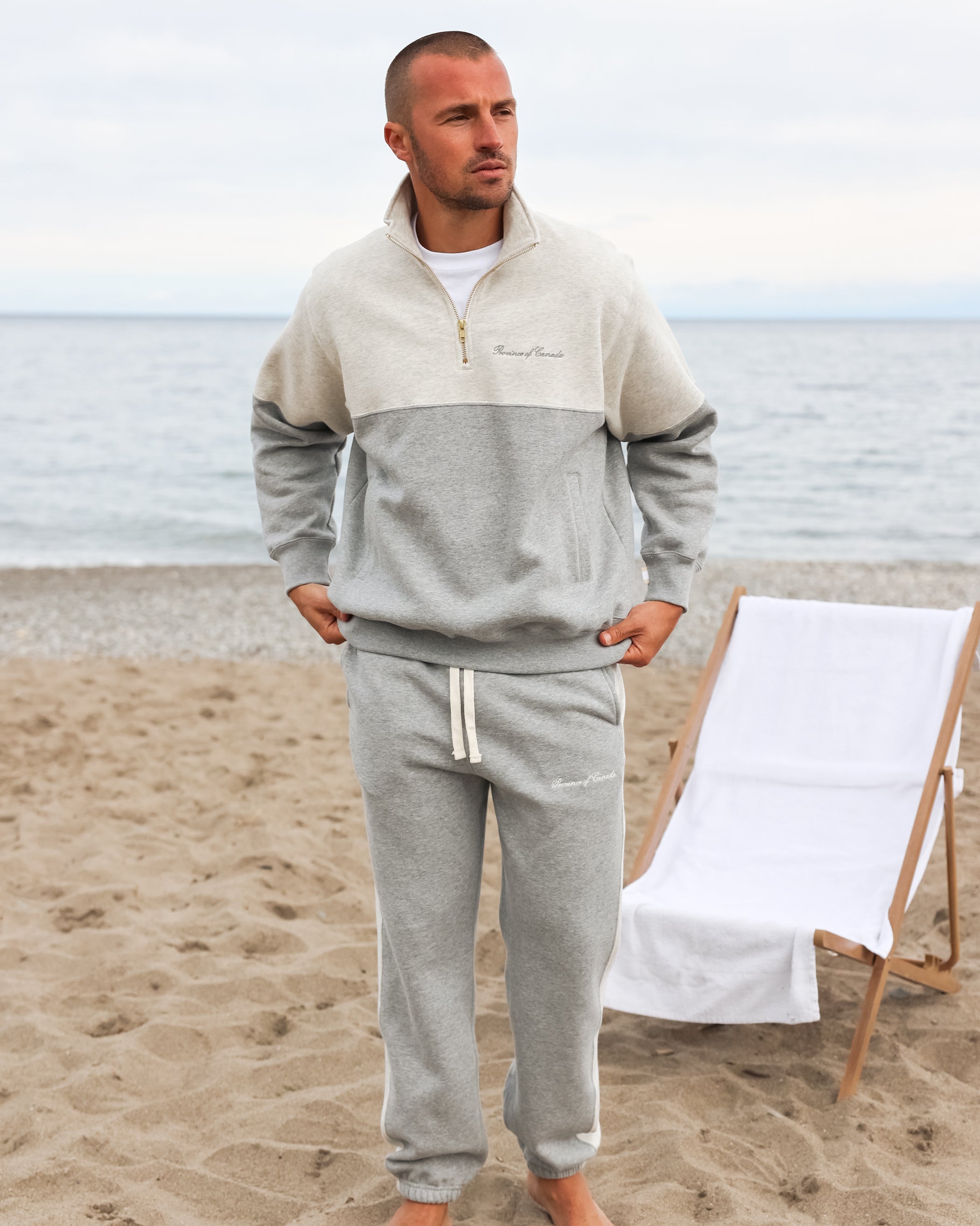 Made in Canada Club Fleece Stripe Sweatpants Heather Grey - Unisex - Province of Canada