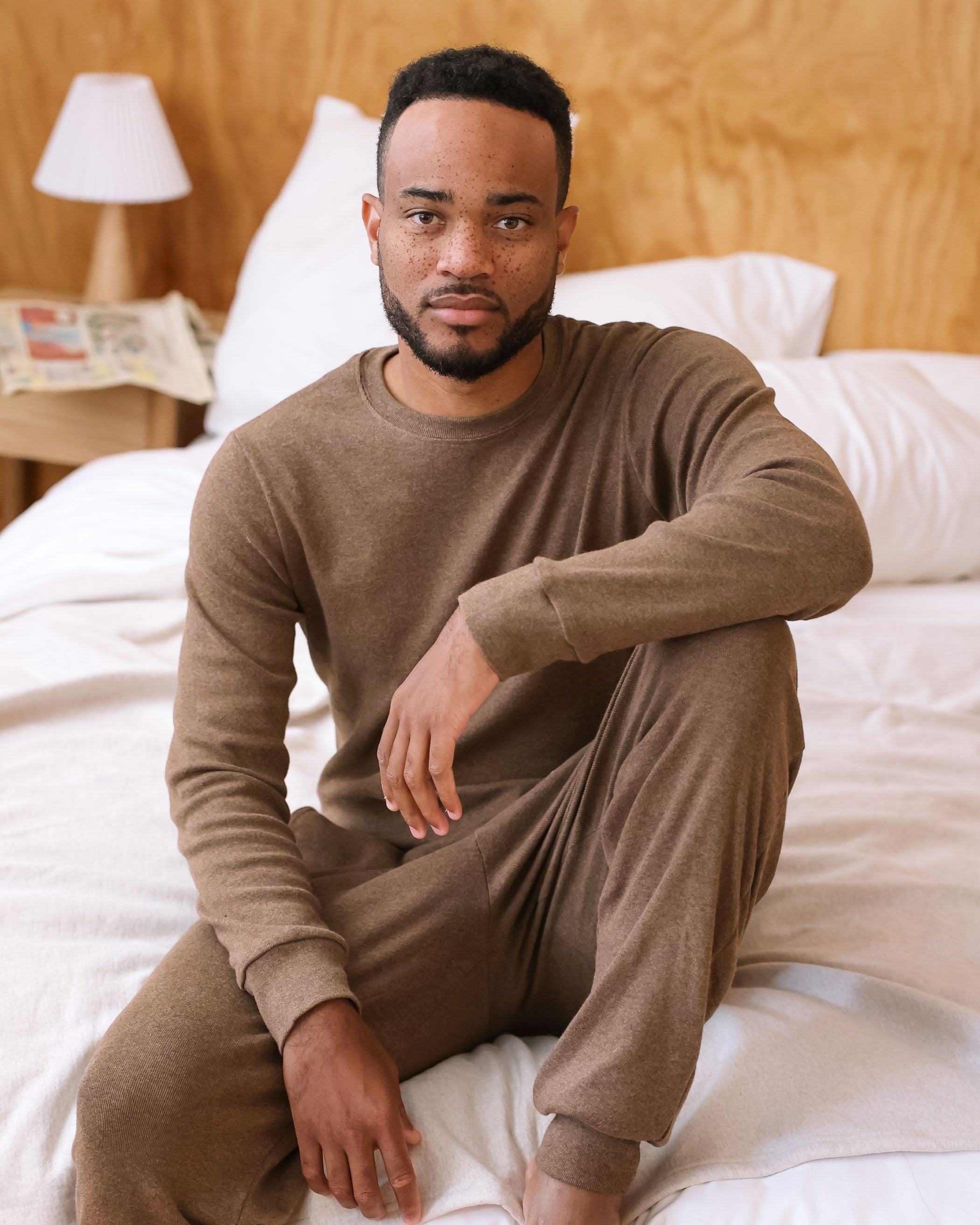 Made in Canada 100% Certified Organic Cotton Fine Ribbed Long Sleeve Tee Heather Brown - Unisex - Province of Canada