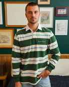 Made in Canada - Green Blue Stripe Hollis Rugby Shirt - Unisex - Province of Canada