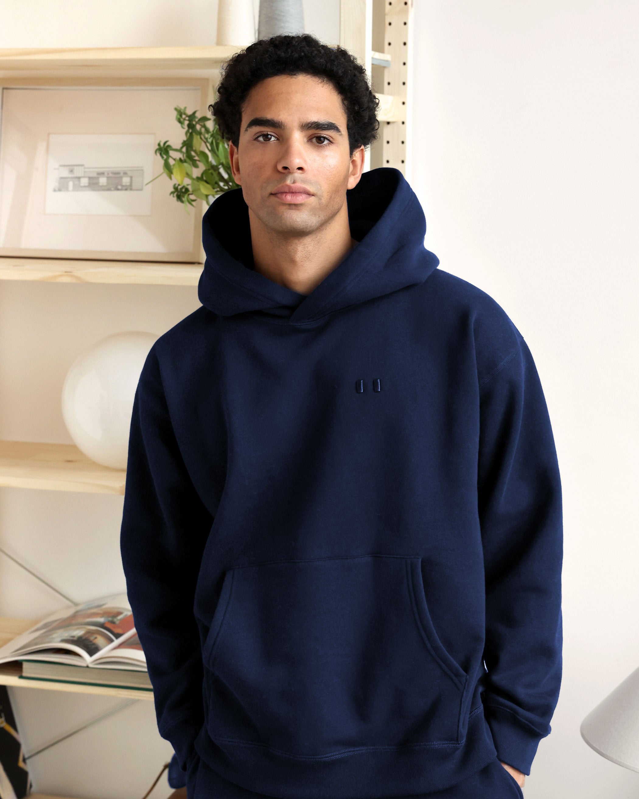 Flag Fleece Hoodie Navy - Unisex