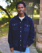 Made in Canada 100% Cotton Reverse Fleece Overshirt Light-Jacket Navy - Unisex - Province of Canada