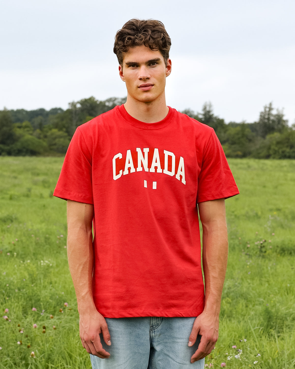 Made in Canada 100% Organic Cotton Varsity Canada Tee Shirt Red - Province of Canada