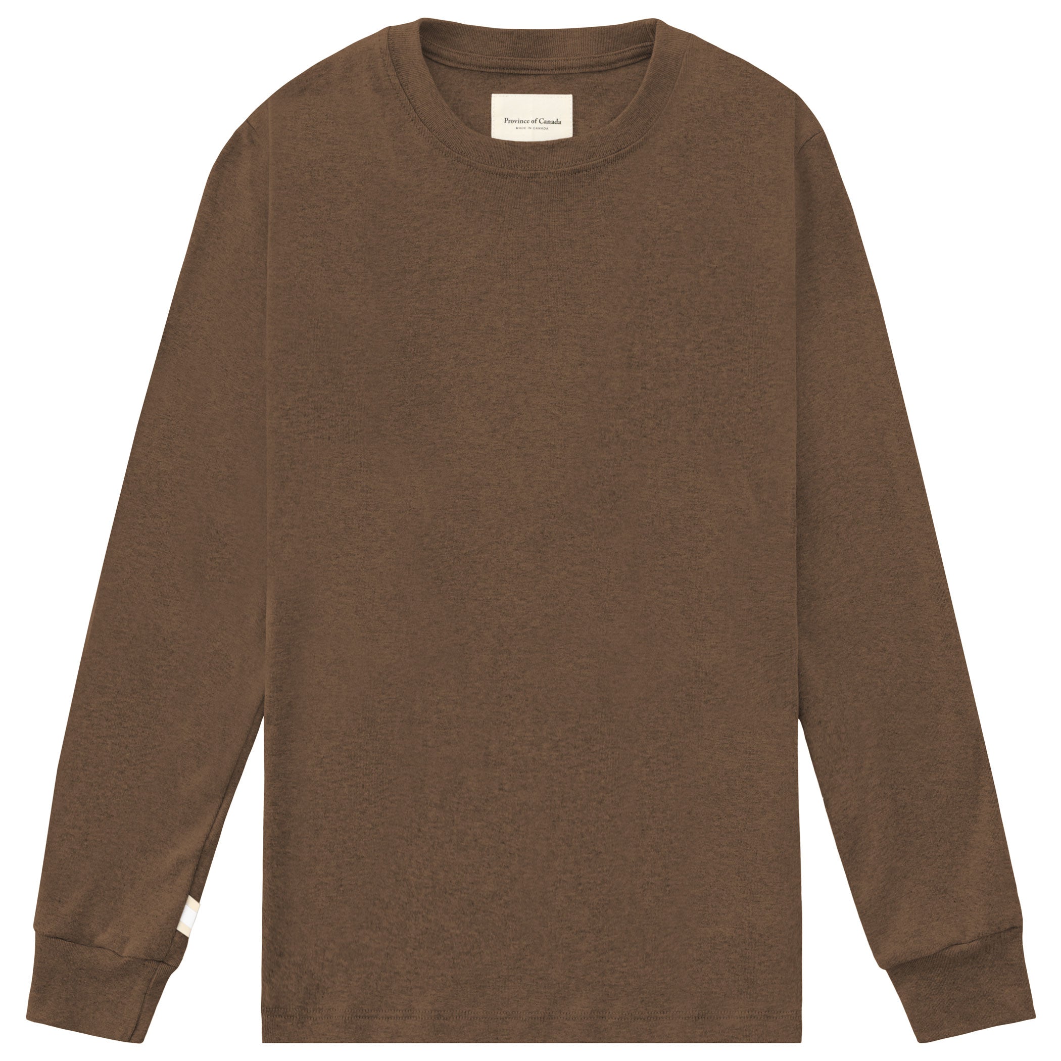 Made in Canada 100% Certified Organic Cotton Fine Ribbed Long Sleeve Tee Heather Brown - Unisex - Province of Canada
