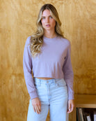 Made in Canada 100% Certified Organic Cotton Monday Long Sleeve Crop Top Mauve Lavendar Purple - Province of Canada