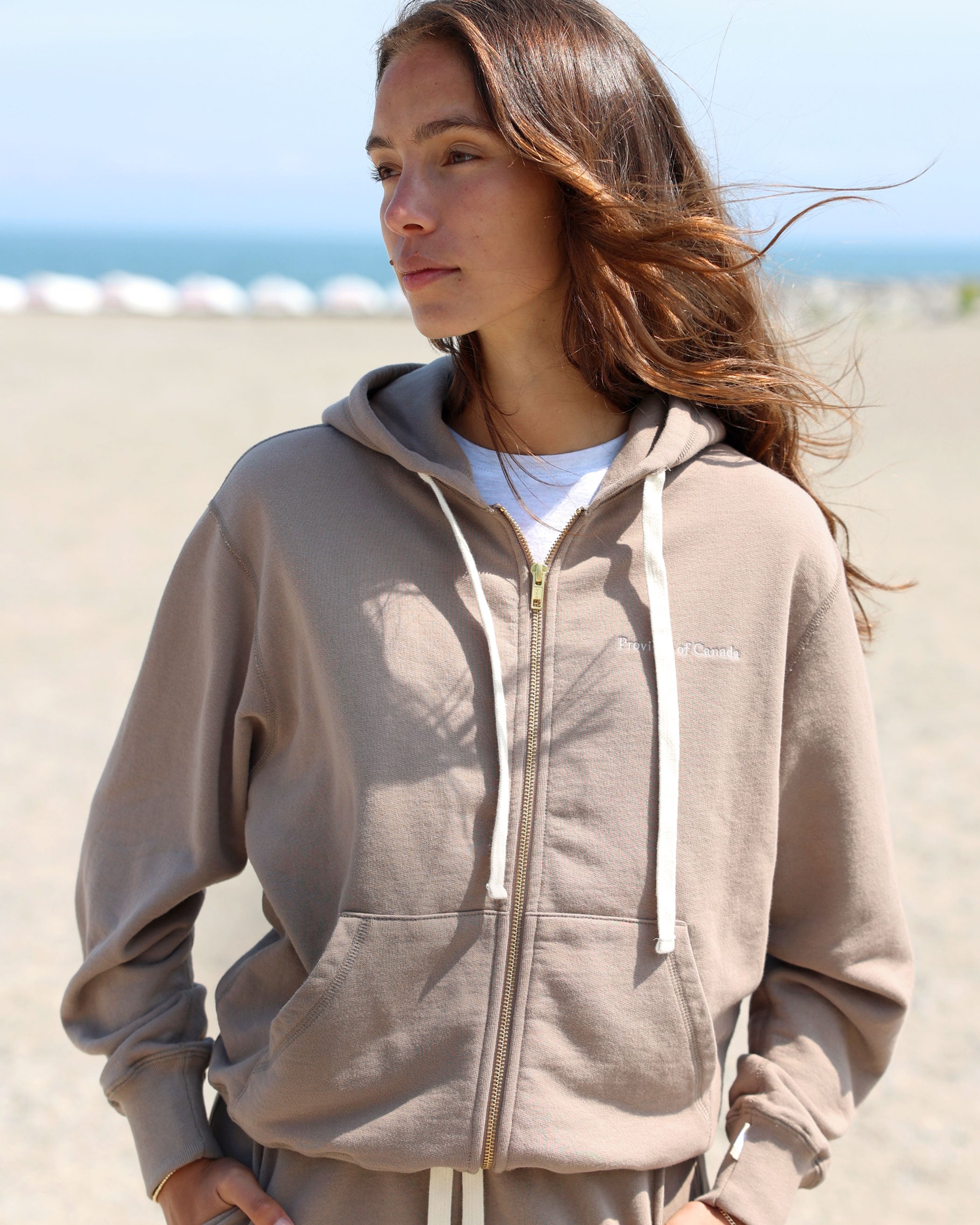 Made in Canada 100% Cotton French Terry Zip Hoodie Mocha Brown - Unisex - Province of Canada 